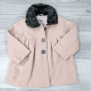 Toddler pea coat with faux fur collar